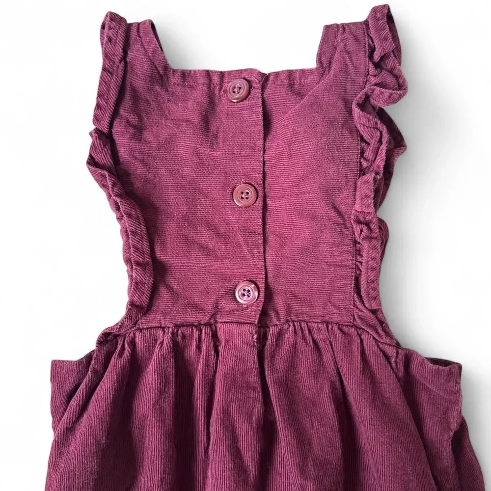 Baby Gap Ruffle Corduroy Bubble Romper Overalls - 12-18 Months Burgundy